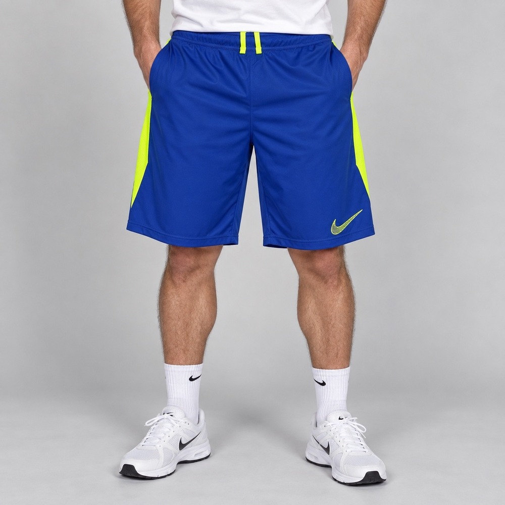 Nike Shorts Mens XL Blue Neon Yellow Dri-Fit Soccer Training Basketball Workout